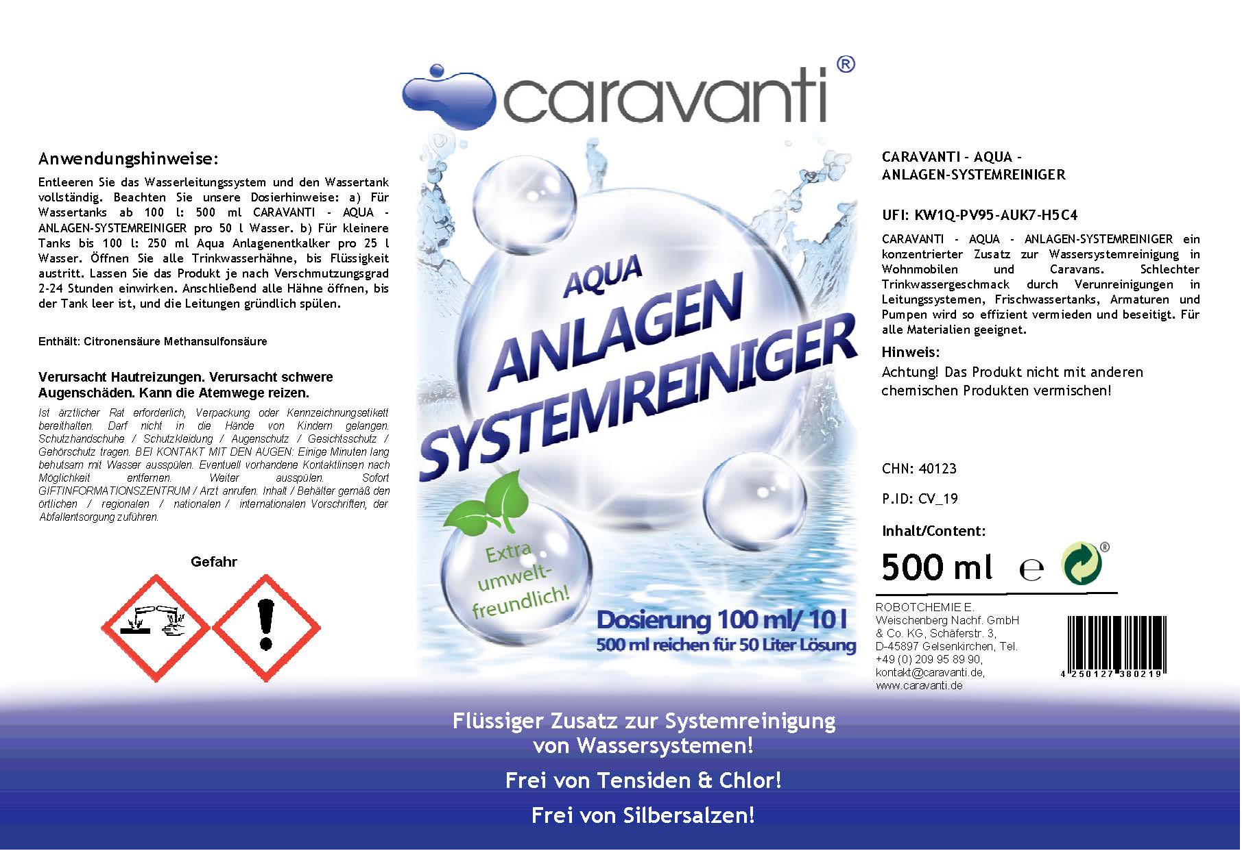 CARAVANTI - AQUA - ANLAGEN-SYSTEMREINIGER