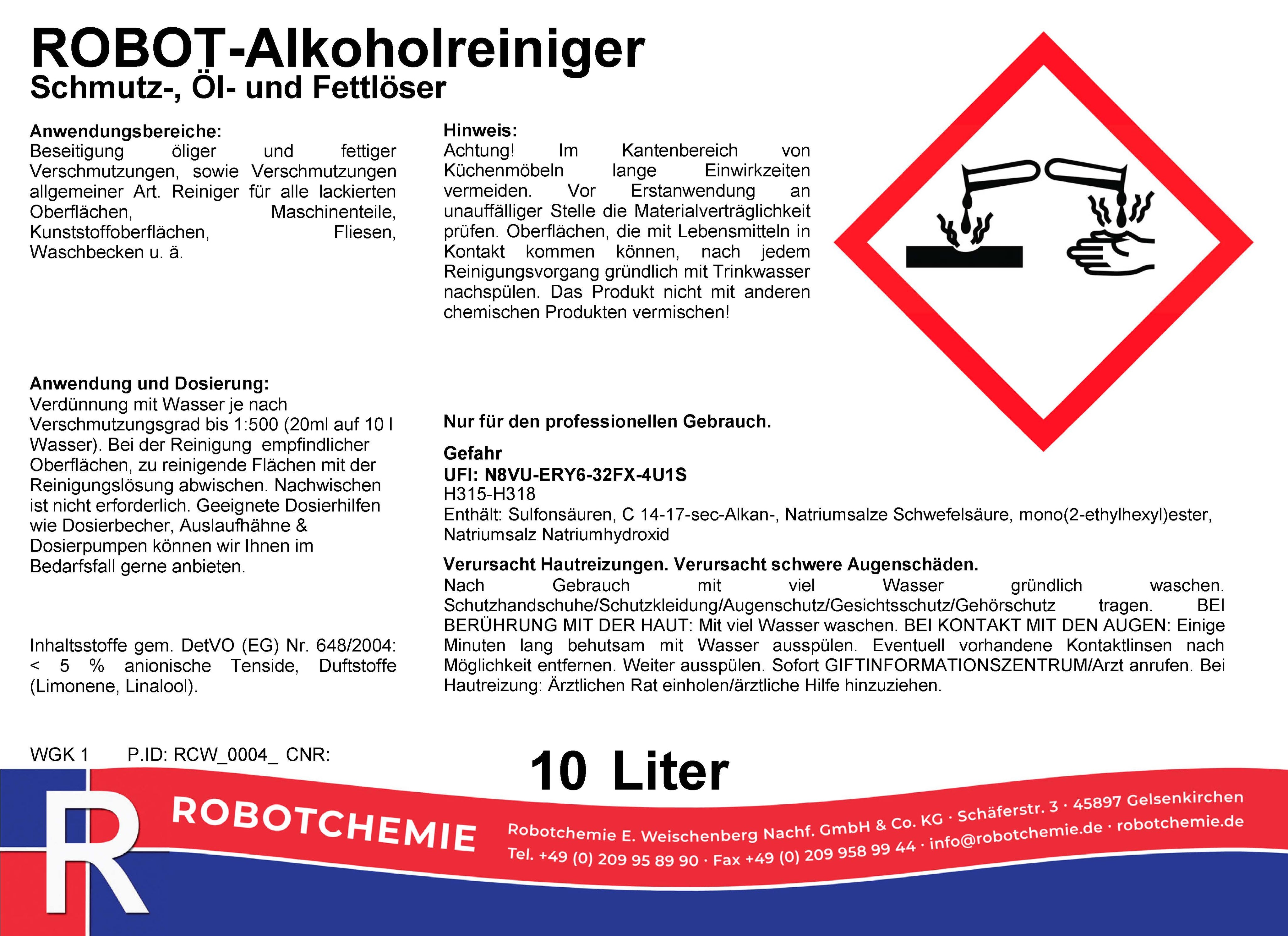 ROBOT-Alkoholreiniger 10 Liter