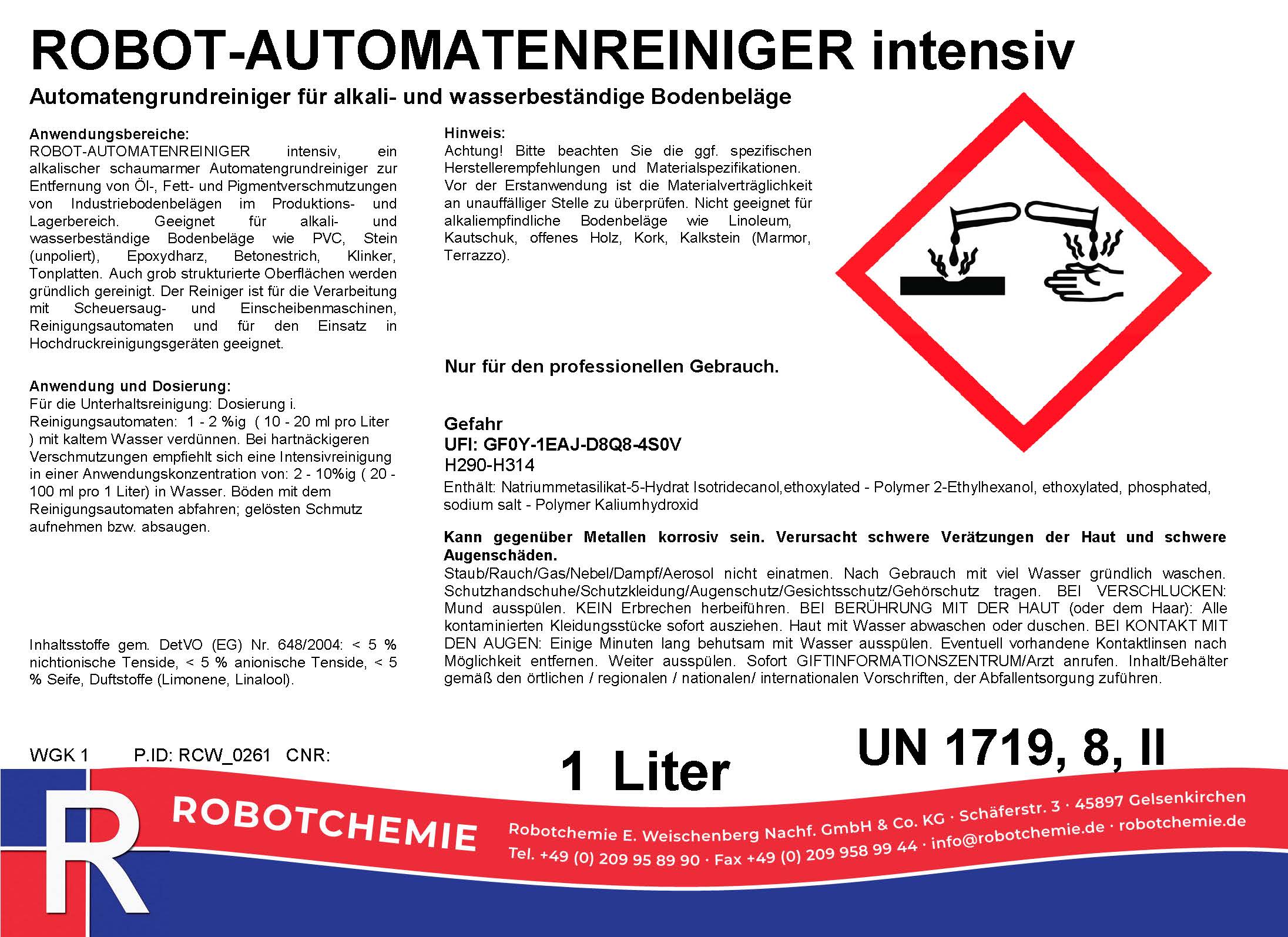 ROBOT-AUTOMATENREINIGER intensiv 1 Liter