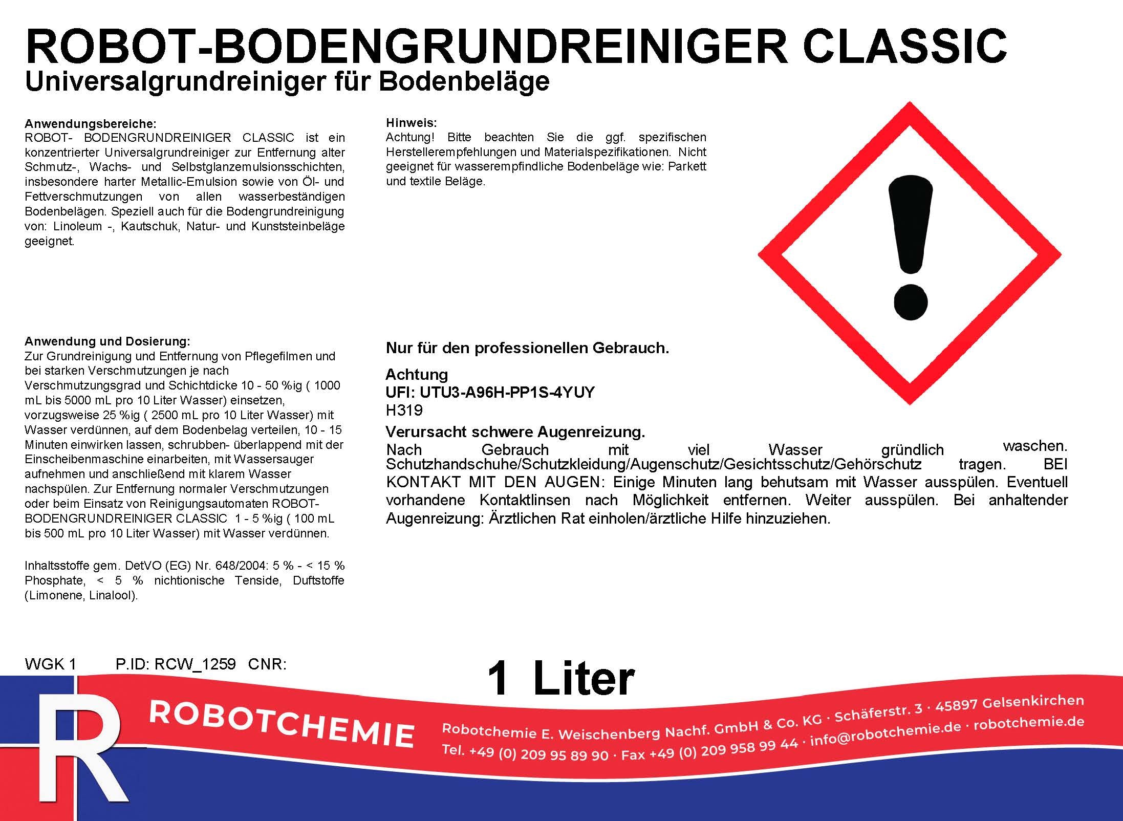 ROBOT-BODENGRUNDREINIGER CLASSIC 1 Liter