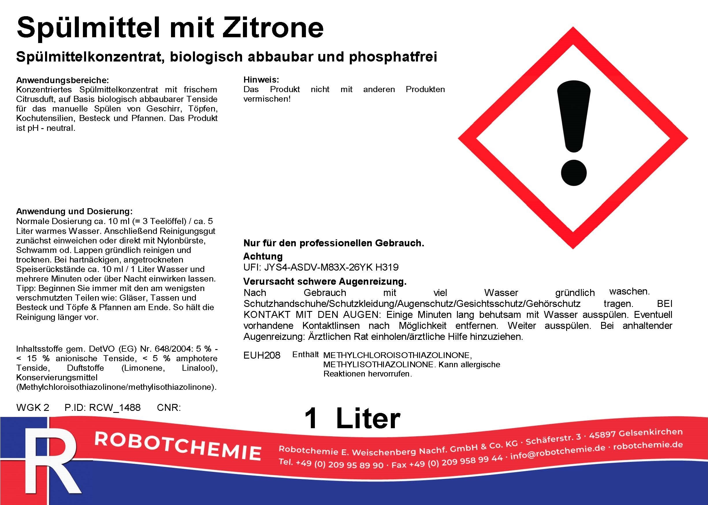 Spülmittel mit Zitrone 1 Liter