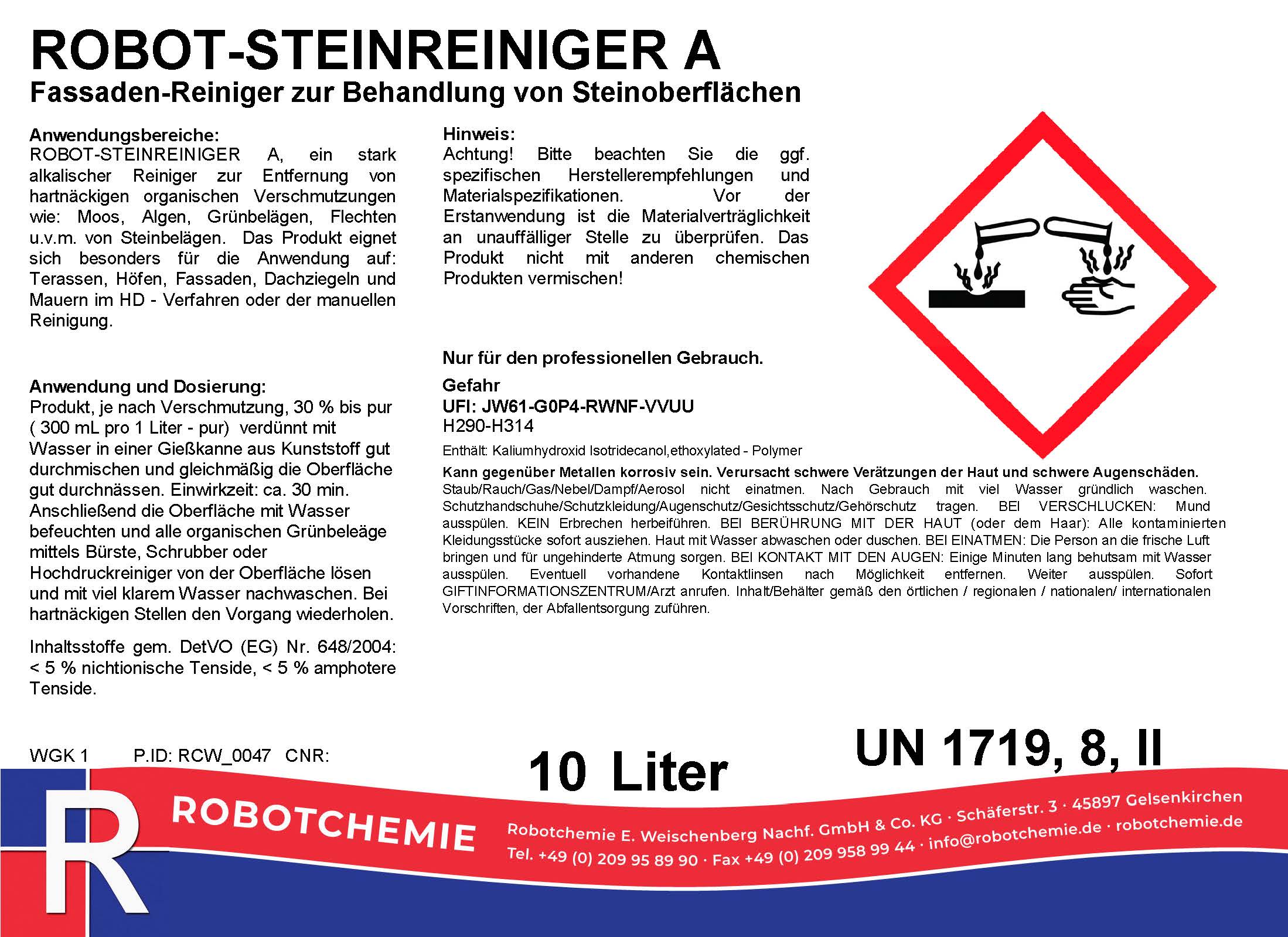 ROBOT-STEINREINIGER A 10 Liter